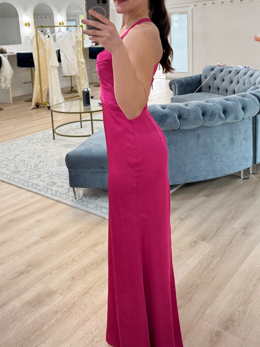 Azazie Barbie Fuchsia Satin Stretch bridesmaid dress prom - Picture 2 of 10